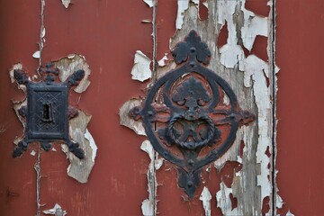old weathered wrought metal ornaments
