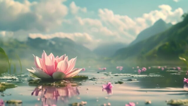 beautiful lotus flowers in the river