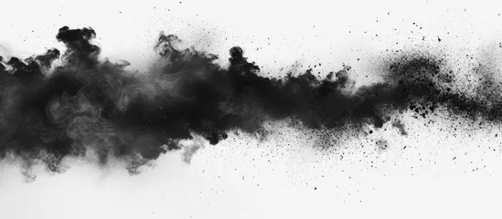 Foto op Canvas Fiery black smoke explosion on clean white background for dramatic impact © 2rogan