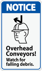 Notice Sign, Overhead Conveyors Watch For Falling Debris