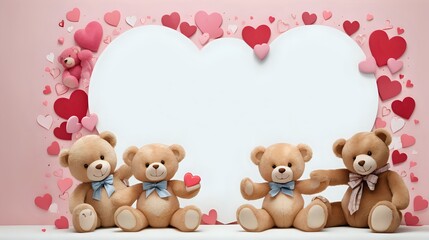 A simple frame surrounded by an array of hearts and teddy bears, inviting you to fill the emptiness with your love notes.