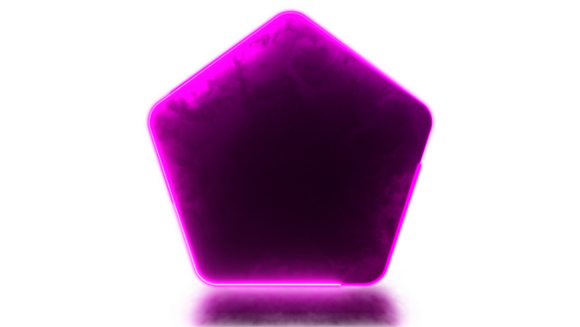 Glowing looping pentagonal neon frame effect,