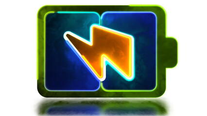 Looping neon glow effect Battery charger icon