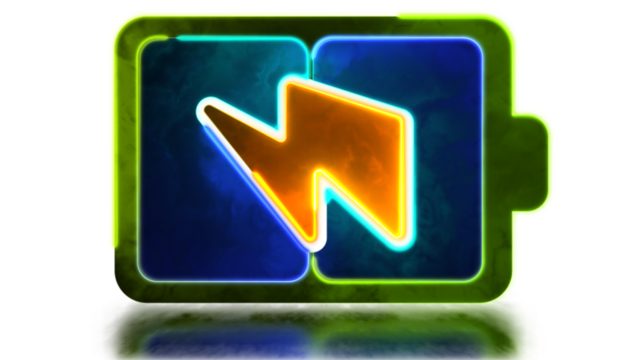 Looping neon glow effect Battery charger icon