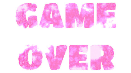 Game over word letter effect scattered swirling, black background
