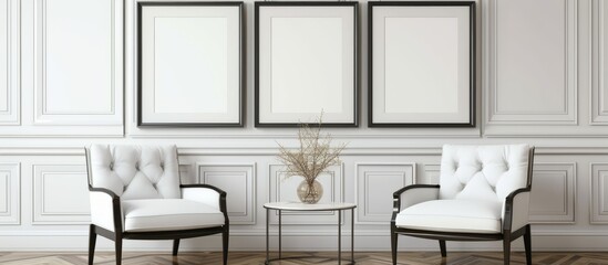 Fototapeta na wymiar Elegant white chair in modern interior design for relaxation and comfort