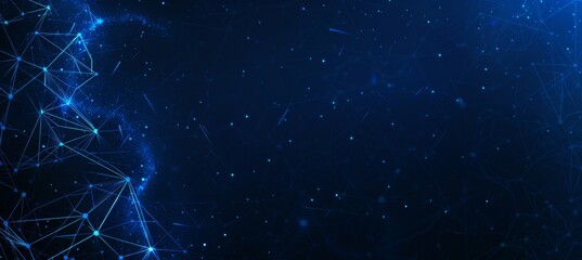 Abstract geometric molecules on dark blue background   futuristic digital technology concept. - Powered by Adobe