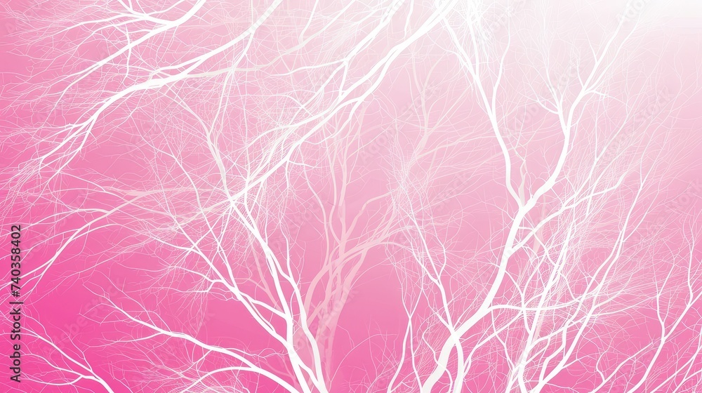 Aufkleber pink abstract background or screensaver in the form of white tree branches. ai generative.
