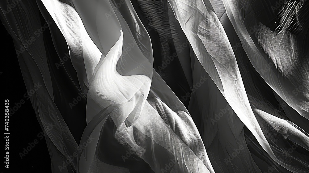 Aufkleber abstraction in black and white tones with play of light and shadow. ai generative.