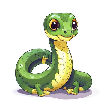 simplified flat cartoon art vector image of adorable python