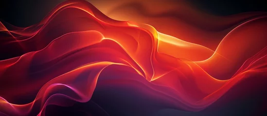 Poster a close up of a red and orange wave on a dark background . High quality © TheWaterMeloonProjec