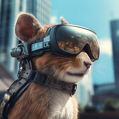 Cute Squirrel with sci fi vr glasses