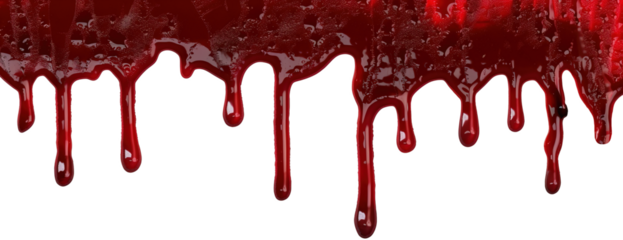 Blood dripping over isolated white transparent background