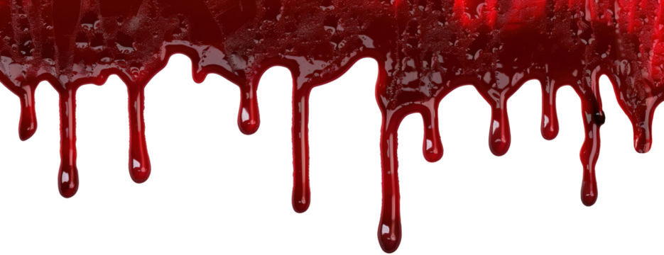 Blood dripping over isolated white transparent background