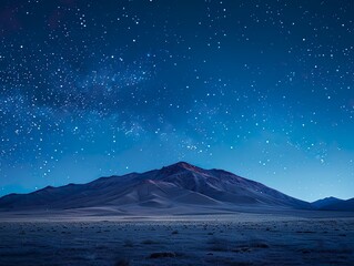 The starry night sky above the desert mountain serves as a poignant testament to the universe's beauty and mystery