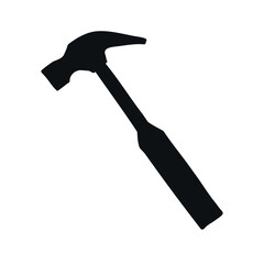Vector hand drawn hammer silhouette isolated on white background