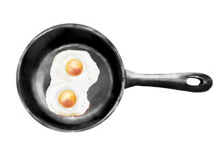 フライパンで調理されている目玉焼き