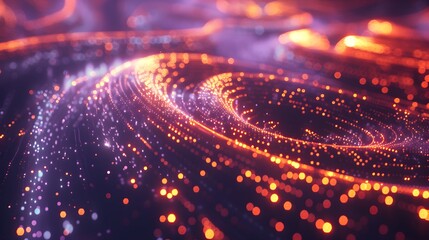 vortex of blue energy surrounding a central futuristic chipset data streams, binary code, and glowing nodes symbolize blockchain, AI