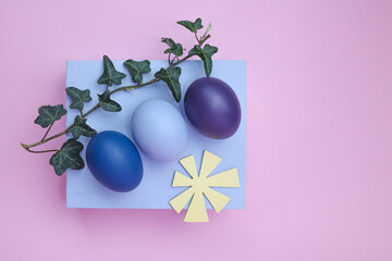 easter eggs and paper flowers