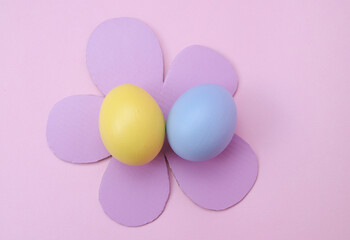 Easter eggs on pink background 