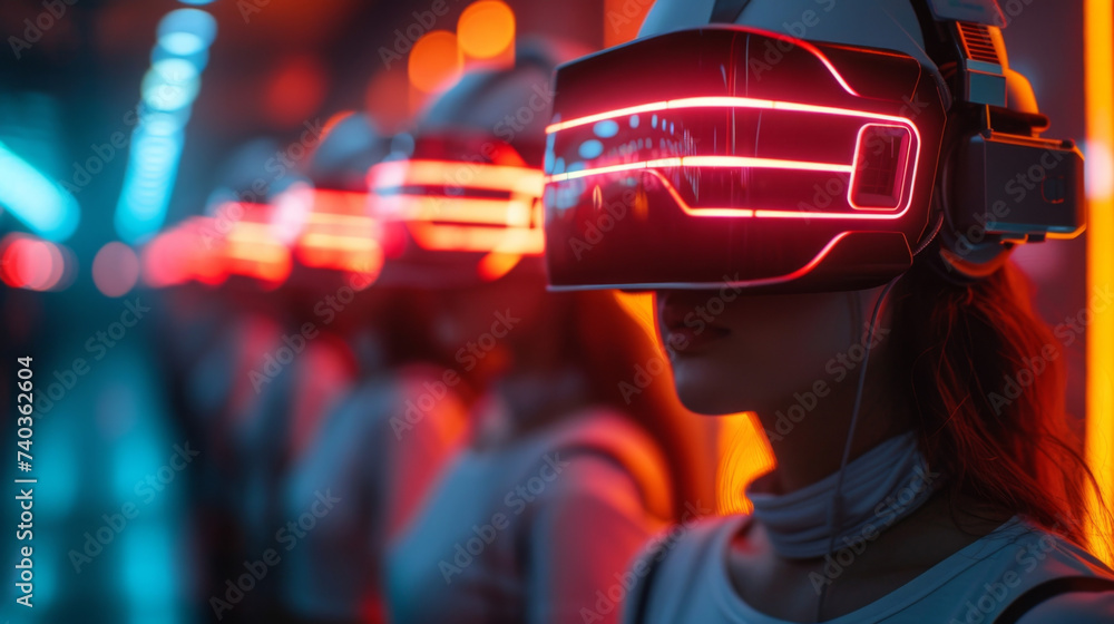 Poster in a virtual reality world a group of avatars are shown engaging in a contactless payment system wit