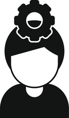 Gear memory support icon simple vector. Education health. Ebony head