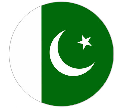 pakistani flag in circle shape isolated on white