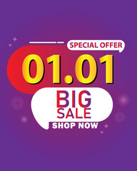 Sale banner template design 1.1 . 01.01 SPECIAL OFFER, BIG SALE, MEGA SALE