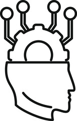 Gear system memory icon outline vector. Care lost. Science head dementia