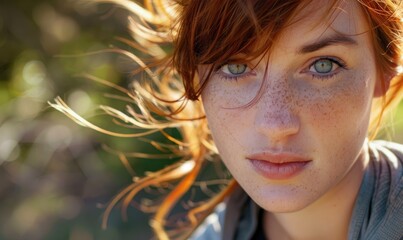 A mid twenties woman wearing tight sportswear in a park in the sunny morning