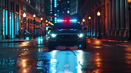 Fototapeta na wymiar Flashing Police Car Lights