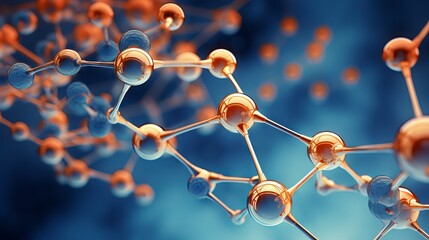 Vibrant 3D Molecule Model Illustration on Science Background, Stem Cell Research Concept - Canon RF 50mm f/1.2L USM