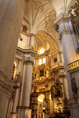 Inside Granada Cathedral, Spain. the beauty of old architecture