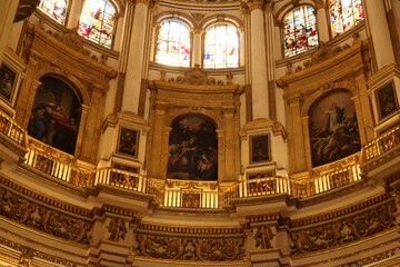 Inside Granada Cathedral, Spain. the beauty of old architecture
