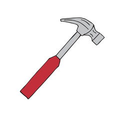 Vector hand drawn doodle sketch colored hammer isolated on white background