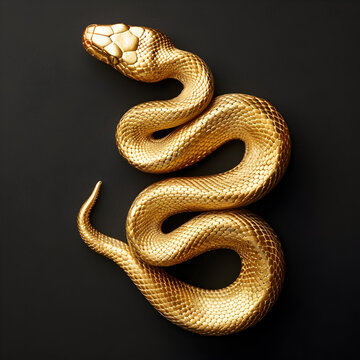 Gold Snake on a black background 