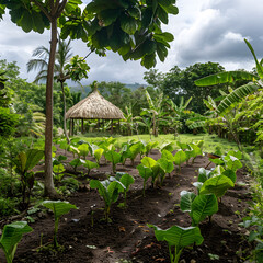 Kava Kava farm on a tropical island  - obrazy, fototapety, plakaty