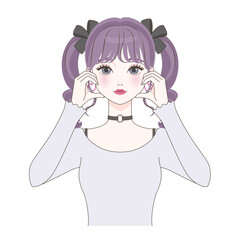 両頬にハートをつくる女の子