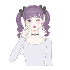 ピースをする女の子