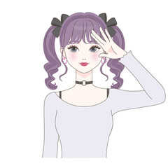 敬礼ポーズの女の子