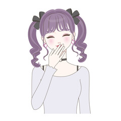 手を口に当てて笑う女の子