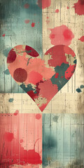 heart shape illustration with vintage grunge background pattern
