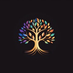 Obraz premium Tree Colorful Icon Graphic Design Element / Logo Illustration on Isolated White Background