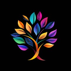 Tree Colorful Icon Graphic Design Element / Logo Illustration on Isolated White Background
