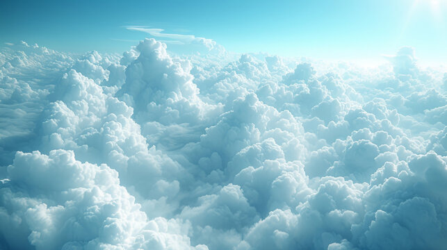 Texture of rolling cumulus clouds puffy and packed together like cotton balls