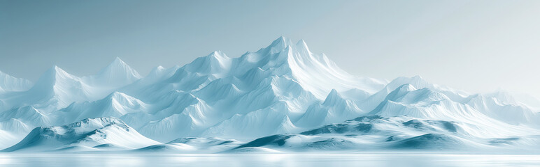 Panoramic wide polar antarctic mountain range  - obrazy, fototapety, plakaty