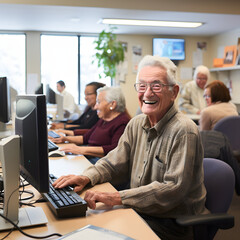 Collaborative Workspace with Laughing Man and Computers