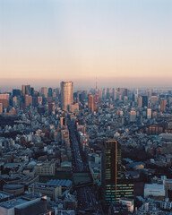 Fototapeta na wymiar 高い場所から眺めた東京の夕焼け