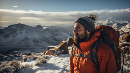 de invierno, montagna, nieve, deporte, esquiar, montagna, senderismo, trepador, mujer, cielo, naturaleza, catarro, escalada, paisaje, aventura, al aire libre, gente, activo, roca, caminante, hielo, sn