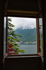 Italia. Lake Como . Lakeview. Sala Comacina. Window